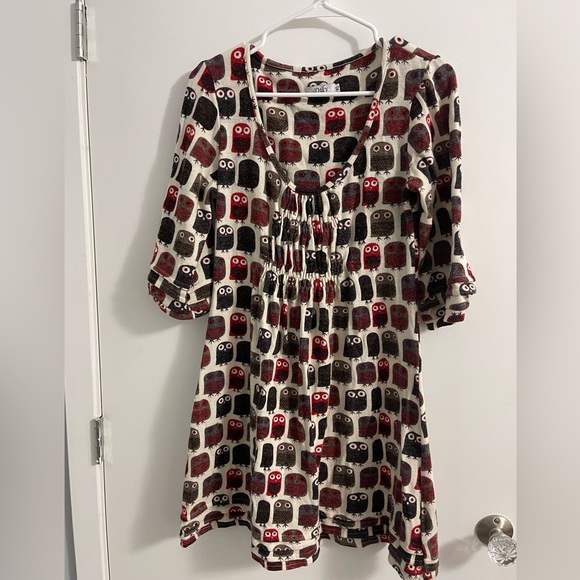 Dily Owl Print Sweater Dress - Picture 1 of 4